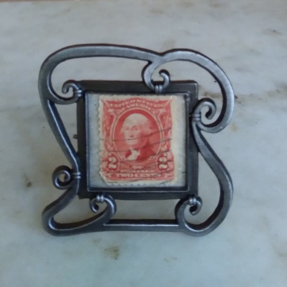 Delicate Framed Rare 1902 United States stamp - 2 cents George Washington